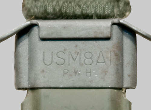 Image of PWH manufacturer symbol on M8A1 Scabbard.