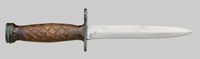 Thumbnail image of the USA M4 First Production knife bayonet with a wood grip.
