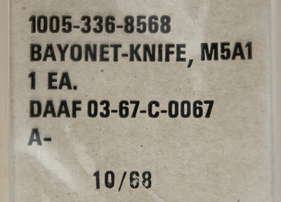 Image of Imperial Knife Co. 1967 Contract M5A1 Bayonet in Original Packaging.