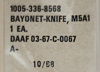 Thumbnail image of Imperial Knife Co. 1967 Contract M5A1 Bayonet in Original Packaging.