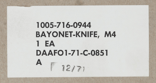 Image of Bren-Dan, Inc.-Contract M4 Bayonet Marked "Conetta".