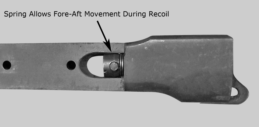 Image showing floating "free recoil" catch on FAL (T48) bayonet.
