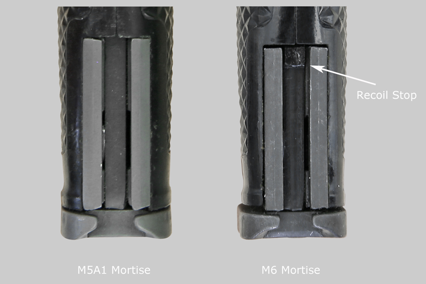 Comparison M5A1 and M6 Moritse Showing M6 Recoil Stop