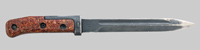 Thumbnail image of Czechoslovakia VZ-58 knife bayonet with composition grip secured by three rivets.