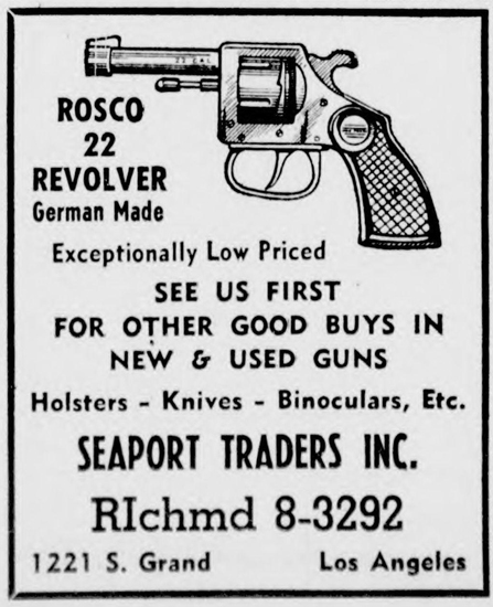 Image of 1959 advertisement of the ROSCO .22 caliber revolver.