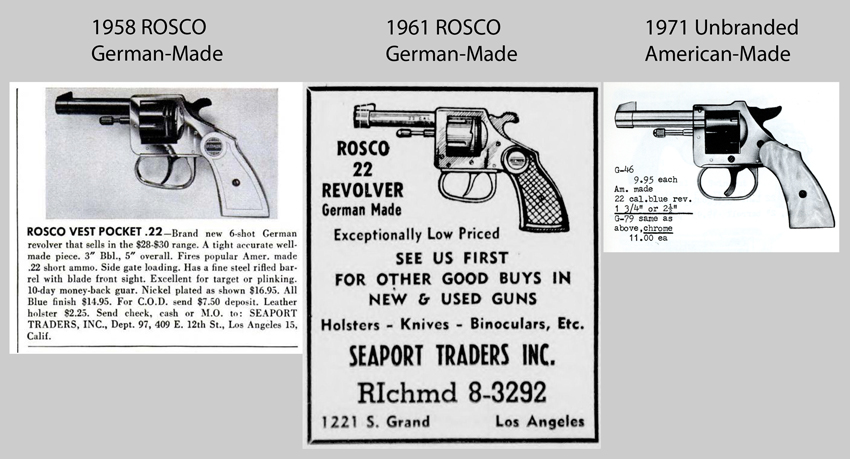 Image composite showing re- and post-1968 revolver advertising.