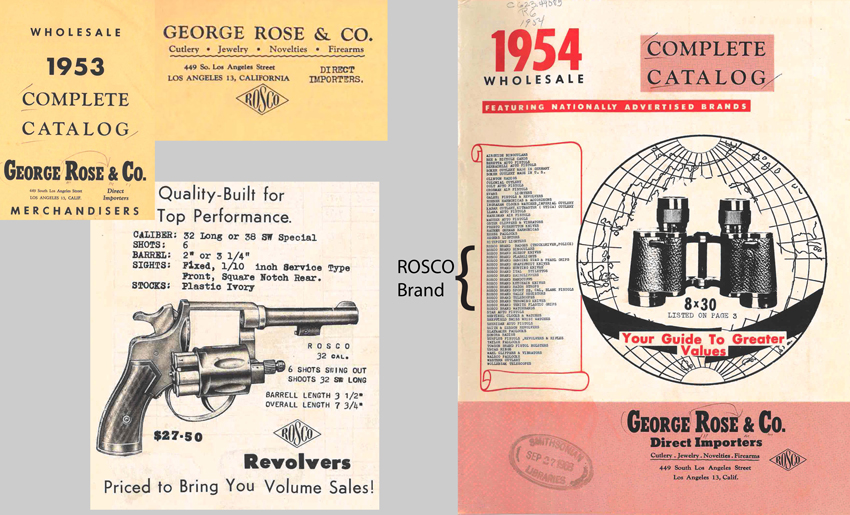 Image of 1953 and 1954 George Rose & Co. catalog covers.
