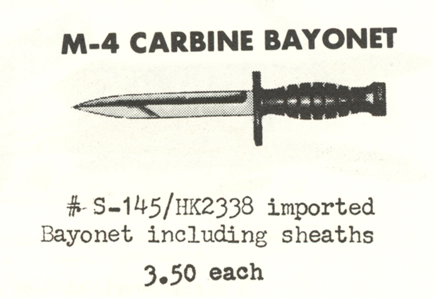 Image showing ROSCO commercial M4 bayonet in 1971 GEROCO Melody-Plus, Inc. catalog.