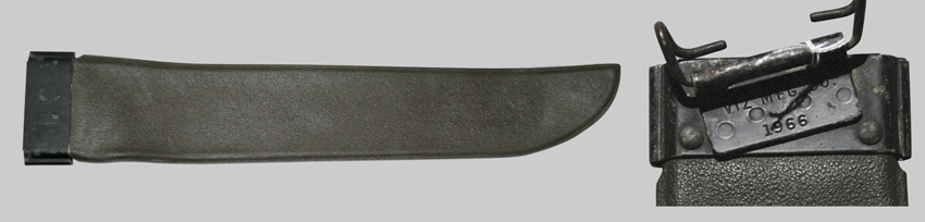 First type of machete sheath produced by Viz Manufacturing Co. Manufacturer's marking and production year 1966.