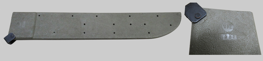 New type of machete sheath produced by Viz Manufacturing Co. Manufacturer's marking and production year 1967.